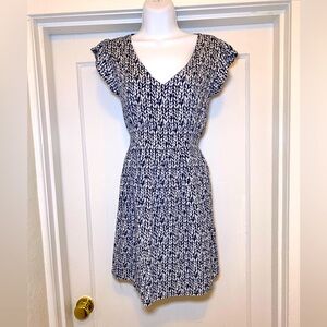 EUC XS Adorable Navy and White Streetbox Campus Patterned Dress Made in Turkey